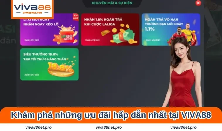 Khám phá những ưu đãi hấp dẫn nhất tại VIVA88